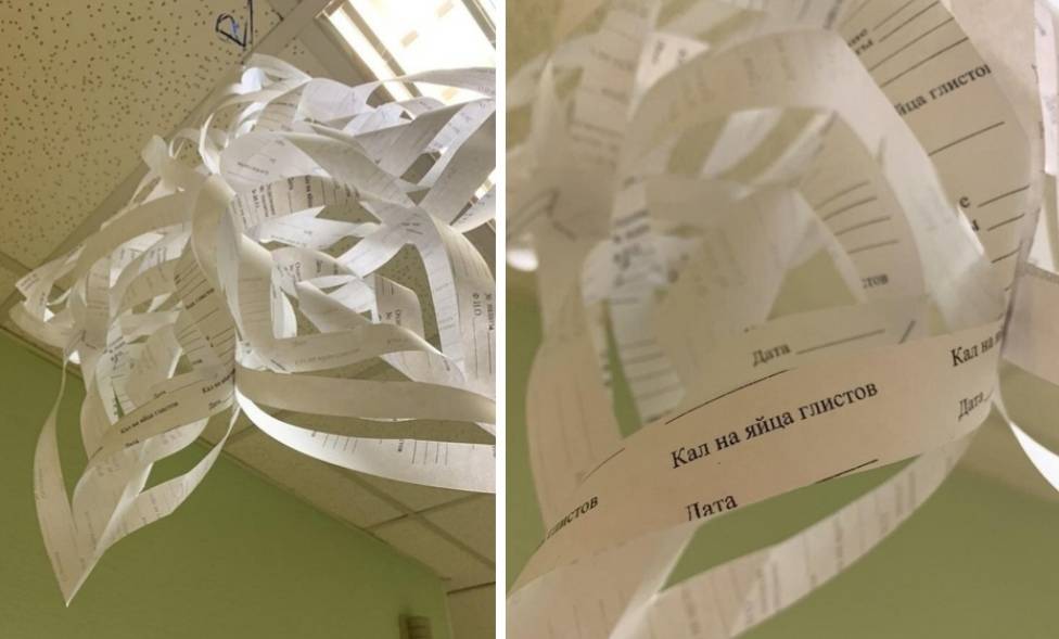 В ростовской поликлинике новогодние бумажные украшения сделали из бланков анализов граждан