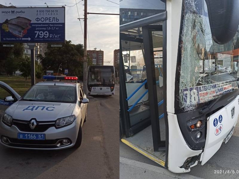 В Ростове трое пассажиров пострадали при столкновении автобуса №78 с опорой ЛЭП
