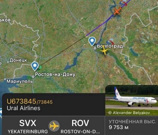 Сервис Flightradar24 зафиксировал регулярные рейсы из Екатеринбурга в закрытый ростовский аэропорт Платов