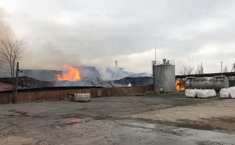 Ростовской области загорелся склад площадью 1,2 тыс. кв. м